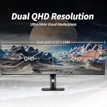 YOGAES 49 Inch 5K Wide Dual QHD (5120x1440) IPS Surface Game Display 49 Inch montior. HDR 400 Hidden Inside USB-C VESA100*100mm Tilt Height Adjustment Possible G-Sync (75hz)