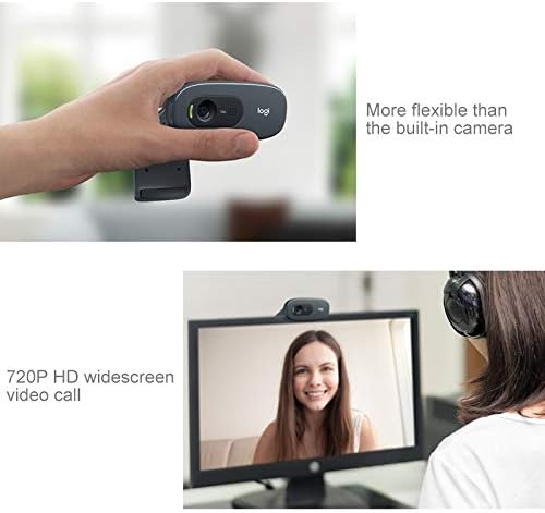 720P Webcam C270 Web Camera with Built-in HD Microphone 1280 x 720p USB Web Cam Widescreen Video Calling and Recording
