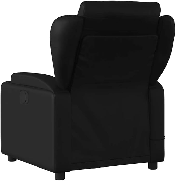 vidaXL Adjustable Massage Recliner Chair in Black Faux Leather for Indoor Comfort with Reclining Function and Armrest Support Modern Single Sofa Home Ergonomic Recline Theater