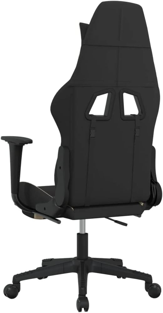 Gaming Chair with Footrest Black and Cream Fabric