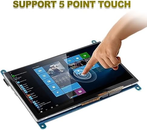 ASHATA 7 Inch Capacitive Touchscreen Monitor 1024X600 LCD Display Screen Support 5 Point Touch Portable Monitor for for System Drive