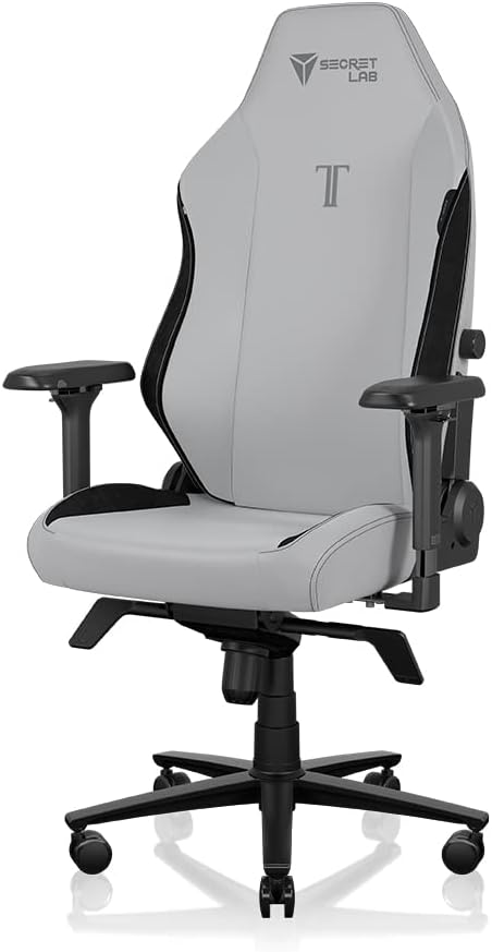 Secretlab Titan Evo Ash Gaming Chair - Reclining Ergonomic &amp Heavy Duty Computer Chair with 4D Armrests Magnetic Head Pillow &amp Lumbar Support - Big and Tall Up to 395 lbs - Gray - Leatherett