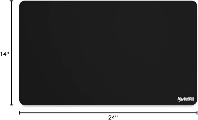 GLORIOUS XL Extended Gaming Mouse Mat/Pad - Large Wide (XL Extended) Black Cloth Mousepad Stitched Edges | 14x24 (G-P)