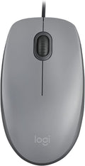 Logitech M110 Wired USB Mouse Silent Buttons Comfortable Full-Size Use Design Ambidextrous PC/Mac/Laptop - Grey