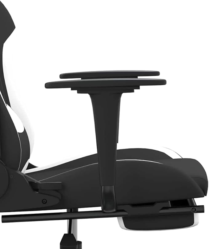 Ergonomic Gaming Chair with Memory Foam Cushion and Adjustable Armrests Black and White Polyester Standard Swivel for Home Office and PC Setup