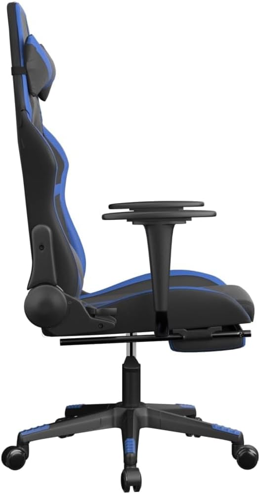 Faux Leather Gaming Chair with FootrestComputer Game ChairOffice ChairErgonomic Desk Chair PC Gaming Chair for Adults Teens(Black&ampBlue) -AA