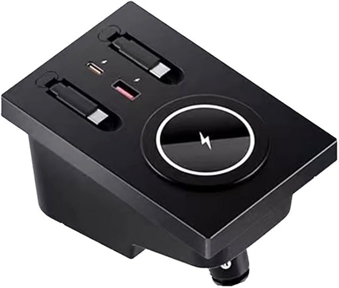 USB Hub Wireless Charger for Volvo xc60 xc90 s90 v90 s60 v60 Retractable Hub Docking Station with Fast Charging Cable Multi Port Accessories Docking Station of Center Console (tuozhanwu-A)