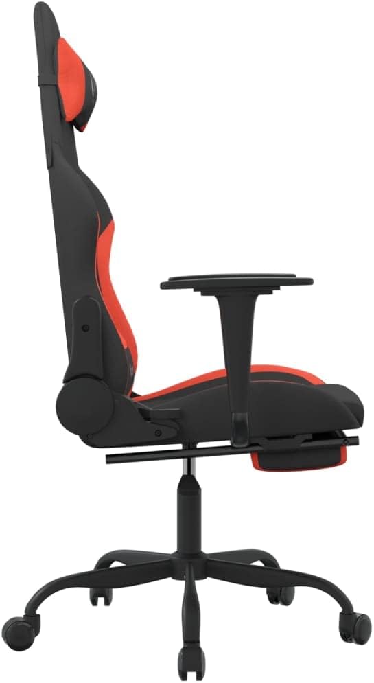 Gaming Office Chair PC Chair with Footrest FabricHeight Adjustable Game Chair with 368°-Swivel Seat and Headrest and for Office or Gaming(Black&ampRed)