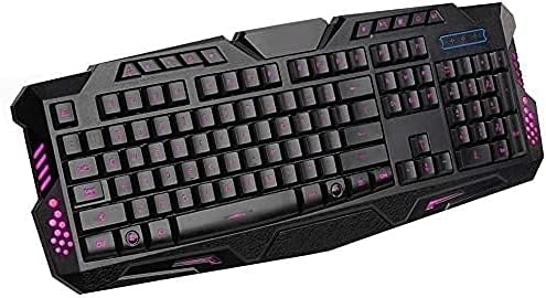 Computer Wired Three-Color Backlit Gaming Keyboard Wired Luminous Keyboard Built-in PV Light Guide Layer Ultra-Clear Character Luminous Design Uniform Backlightfor Desktop Computer PC