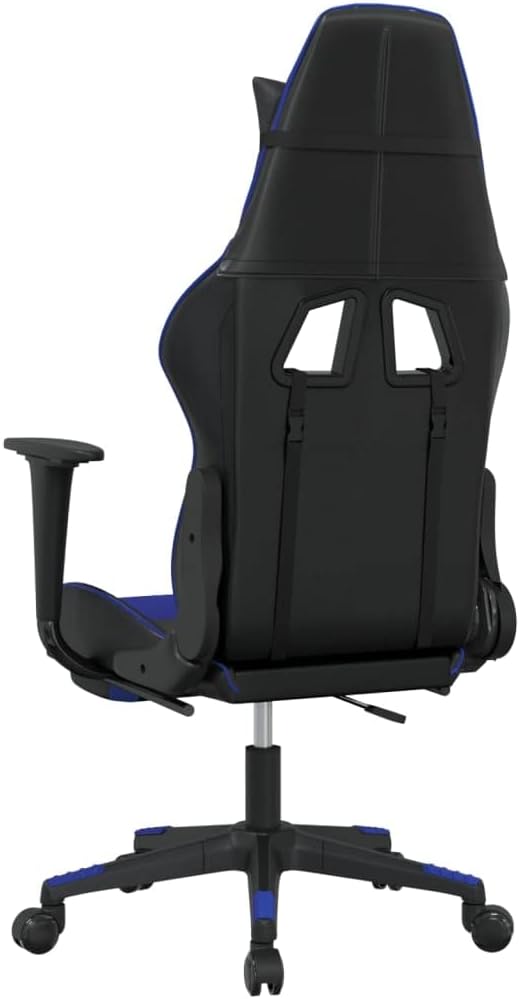 Massage Gaming ChairComputer Gaming Chair Swivel Task Chair with Headrest and Lumbar Support Suitable for Office Gaming Room with Footrest Black Blue Faux Leather