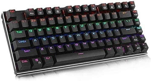 Computer KeyboardUSB Wired RGB Backlit Blue Switch Mechanical Gaming PC Game Keyboard81 Keys