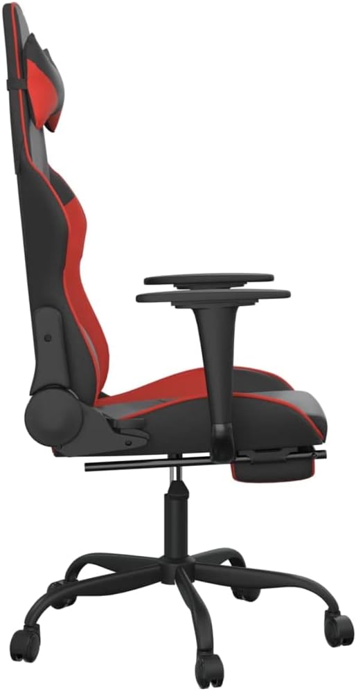 YAFF Gaming Chair with Footrest Black and Red Faux Leather-3654