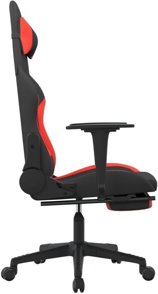 Gaming Chair with Footrest Ergonomic Office Chair Computer Chair with Footrest and Lumbar Support Height Adjustable Game Chair with 360°Swivel Seat Black and Red Fabric -AA