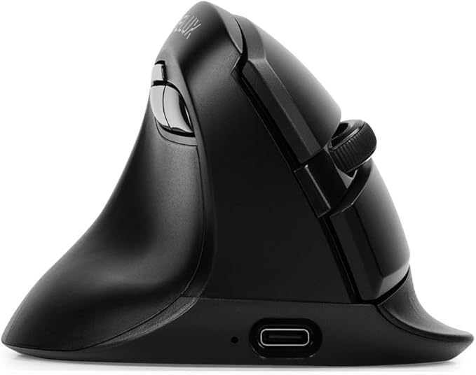 DELUX Left Handed Ergonomic Mouse Mini Wireless Vertical Mouse Silent Click Ergonomic Mouse Up to 4000 DPI 6 Buttons Rechargeable Bluetooth/2.4G/ Wired Tri-Mode for Laptop/PC (M618ZD-Black)