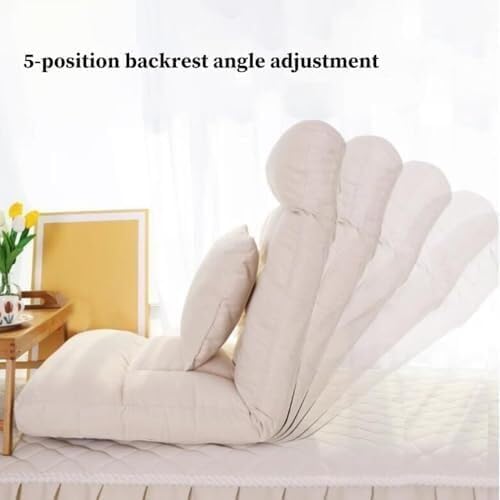 ELEFOCUS Floor Chair with Backrest Foldable Lazy Sofa Meditation Chair Window Chair with Cushion(/Beige B)
