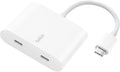 Belkin USB C Splitter - Dual Port Hub - 1 x USB-C 3.2 Gen2 Port &amp 1 x 100W PD Port - Simultaneous Data Transfer &amp iPhone Charger Fast Charging - Apple iPhone 17 iPad Nintendo Switch 2 &amp
