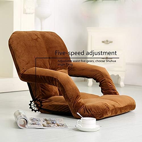 BTZHY Floor Chair Floor Chair Folding Lazy Sofa Bed 5 Levels Adjustable Floor Gaming Chair with Armrests Lazy Sofa Cushions Removable and Washable Meditation Chair for Bay Window (Color : Yellow)