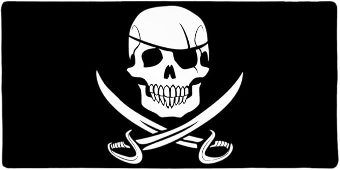 Pirate Skull Crossed Swords Jolly Roger Large Gaming Mouse Pad Desk Mat with Stitched Edges Non-Slip Base