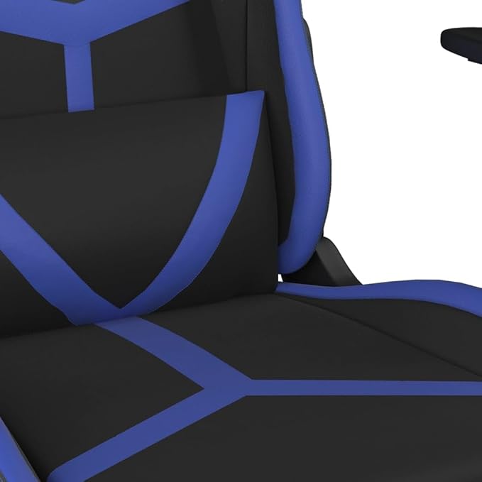 Faux Leather Gaming Chair with FootrestComputer Game ChairOffice ChairErgonomic Desk Chair PC Gaming Chair for Adults Teens(Black&ampBlue) -AA