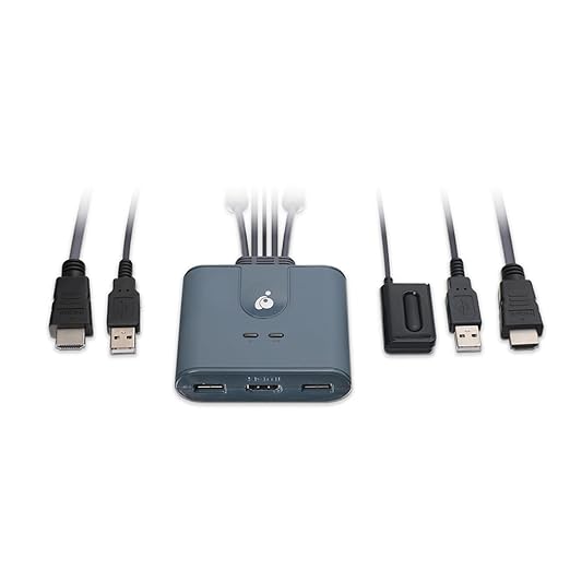 IOGEAR 2-Port HDMI KVM Switch with Cables – USB &amp HDMI Connections – Control 2 Computers with One Monitor Keyboard &amp Mouse – Plug &amp Play – 1080p/1920x1200 – Windows Mac Linux — GCS32HU
