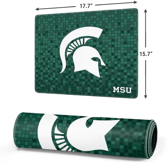 Skinit Medium Gaming Mouse Pad - Officially Licensed Michigan State University Spartans Digital Pixels Design with Stitched Edges Waterproof Non-Slip Rubber Base Desk Mat for Keyboard &amp Mouse