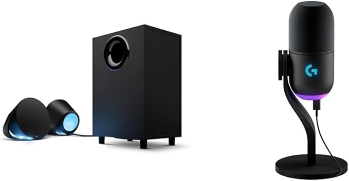 Logitech G560 PC Gaming Speaker System + Yeti GX Dynamic RGB Gaming Microphone Bundle: - Black