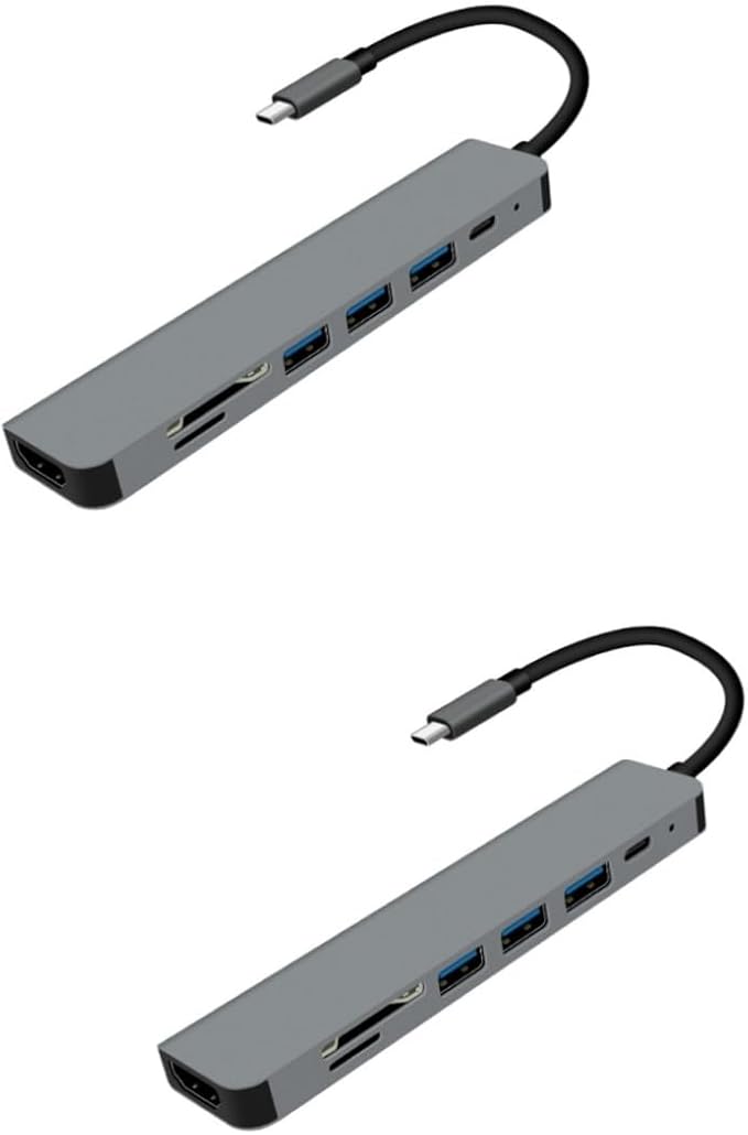 IMIKEYA 2pcs Port USB Hub Multifunction Type for Laptop Video Output Design Compatible Hard Drives Mouse Keyboard and More