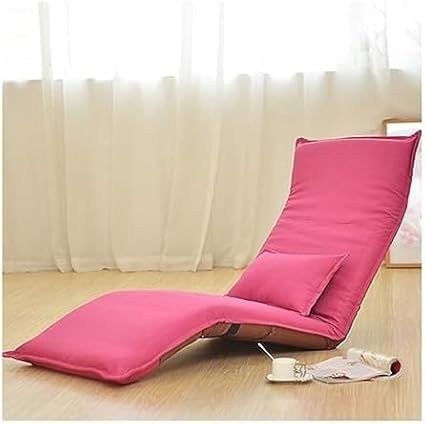 ELEFOCUS Adjustable Floor Chair Indoor Chaise Lounge Folding Comfortable Sofa with Padded Cushion for Adults Gaming Chairs(Rosa)