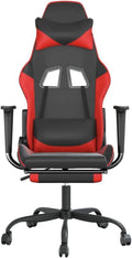 YAFF Gaming Chair with Footrest Black and Red Faux Leather-3654