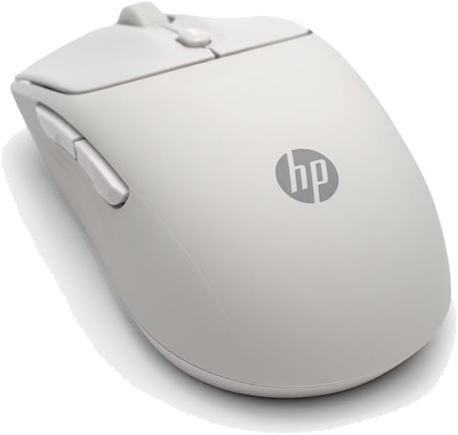 HP 400 Quiet Wireless Mouse Dual Bluetooth &amp 2.4GHz Soft Silicone Quiet Clicks Microsoft Wheel 24-Month Battery 6000 DPI Ambidextrous Eco-Friendly Design Multi-OS Maple