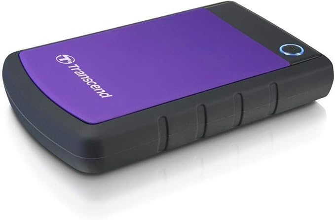Transcend 2TB SJ25H3 USB 3.1 Portable Hard Drive Rugged Anti-Shock Resistant Compact and Lightweight with Lightning-Fast Speeds One Touch Backup Button Purple - TS2TSJ25H3P