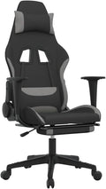 vidaXL Gaming Chair with Footrest Black and Light Gray Adjustable Armrests Ergonomic Design Reclining Function Chairs Game Swivel Computer Racing Desk Armchair