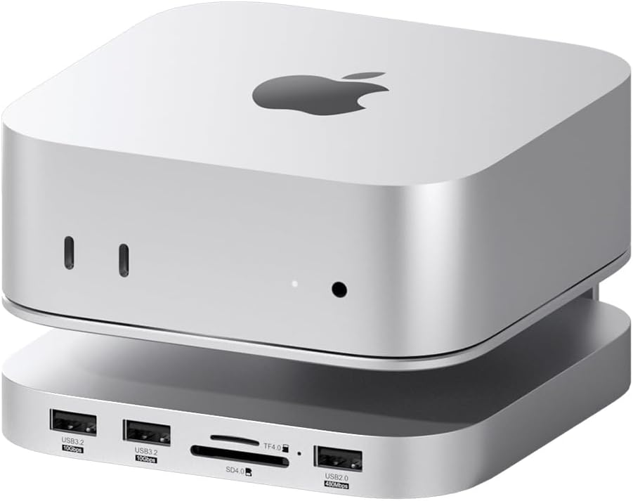 Hagibis Mac mini M4 Hub &amp Stand with SSD Enclosure 3 in 1 USB Type-C Docking Station with M.2 NVMe SSD Case 4K@60Hz HDMI 10Gbps USB3.2 Gen2 SD4.0 TF4.0 5V/2A Power Supply for M4 Pro (MC60H)