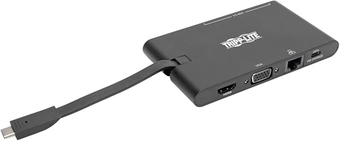 Tripp Lite USB-C Docking Station Hub 4K @ 30 Hz HDMI VGA Gigabit Ethernet Port 100W PD Charging USB 3.2 Gen 1 Memory Card Slot Thunderbolt 3 Compatible Black 3-Year Warranty (U442-DOCK3-B)