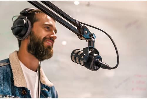 Rode PodMic Dynamic Podcast Microphone with Rode PSA1 Boom Arm XLR Cable and StreamEye Polishing Cloth