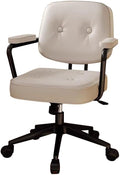 YCKEGEW Comfy Office Chair with Wheels Home Ergonomic Task Chair Tilting Function BackrestModern Armchair 360 Swivel Desk Chair Adjustable Height(BeigeBlack Legs)