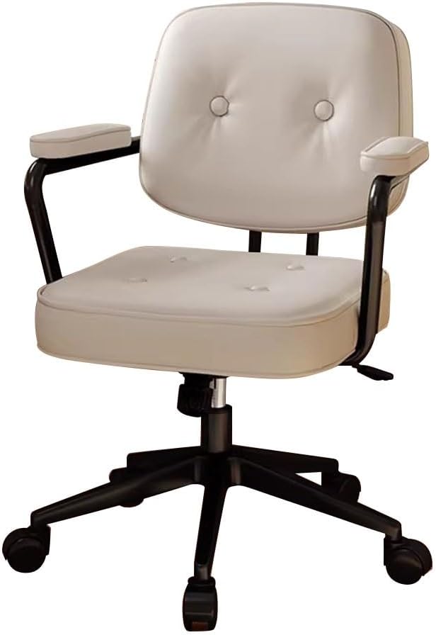 YCKEGEW Comfy Office Chair with Wheels Home Ergonomic Task Chair Tilting Function BackrestModern Armchair 360 Swivel Desk Chair Adjustable Height(BrownBlack Legs)