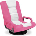 Lumbar Support Gaming Floor Chair 30'' H x 22'' W x 22.5'' D (Pink/White)