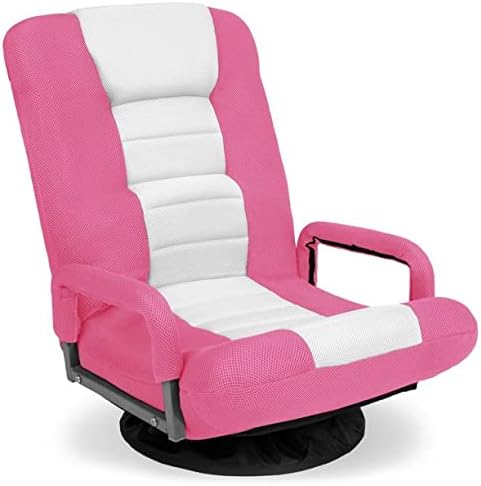 Lumbar Support Gaming Floor Chair 30'' H x 22'' W x 22.5'' D (Pink/White)