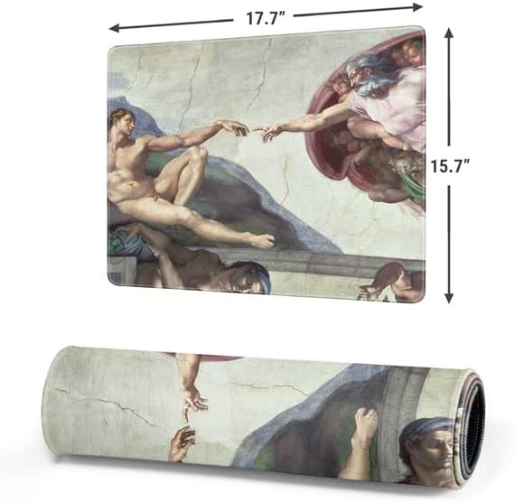 Skinit Creation of Adam by Michelangelo Design 17.7 x 15.75 Medium Gaming Mouse Pad Desk Pad with Stitched Edges for Office and Home.