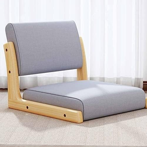 ELEFOCUS Portable Legless Chair with backrest Legless Stool Made of Solid Timber with Comfortable Cotton and Linen Upholstery(Green 2)