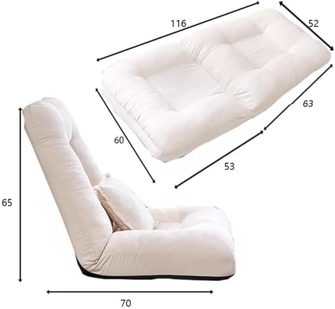 ELEFOCUS Floor Chair 5-Position Adjustable Reading Chair Folding Chair Bed for TV Watching or Gaming Floor Sofa(B)