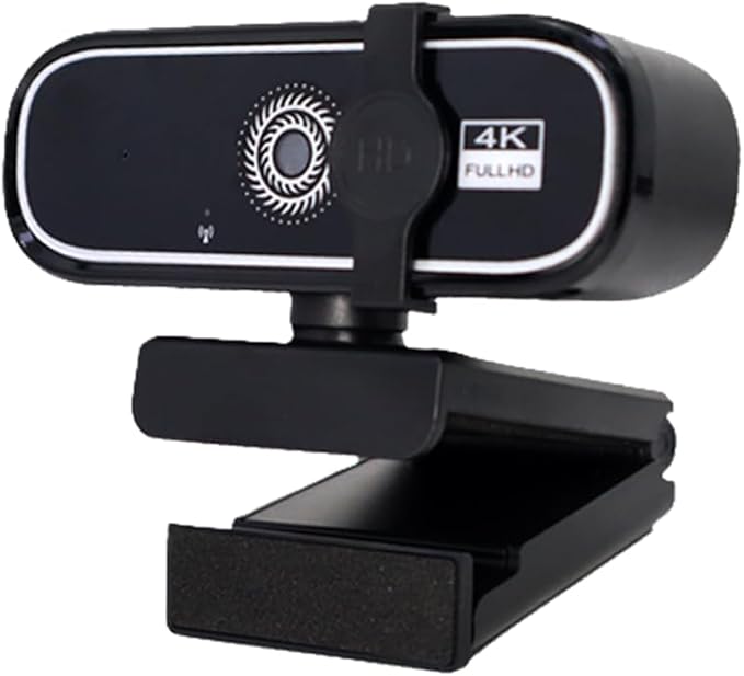 FHD 4K Webcam with AutoFocus USB Desktop Camera Black Webcam Built-in Microphone for Video Conferencing Online Meetings Universal Tripod-Ready Clip fits laptops and LCD Monitors.