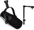 Shure MV7X Microphone and Deluxe Articulating Desktop Mic Boom Stand - Pro Quality Dynamic Mic for Podcasting &amp Vocal Recording Voice-Isolating Technology Optimized Frequency - Black