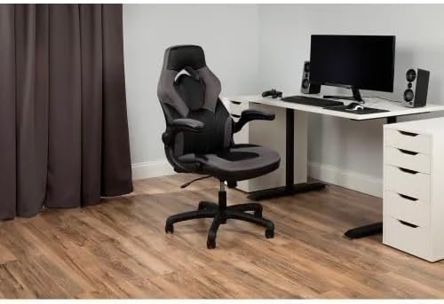 Ergonomic Gaming Chair with High Back Support – Racing Style PC Desk Chair with Recline Function Flip-Up Arms &amp Padded Segments for Comfort (Gray)