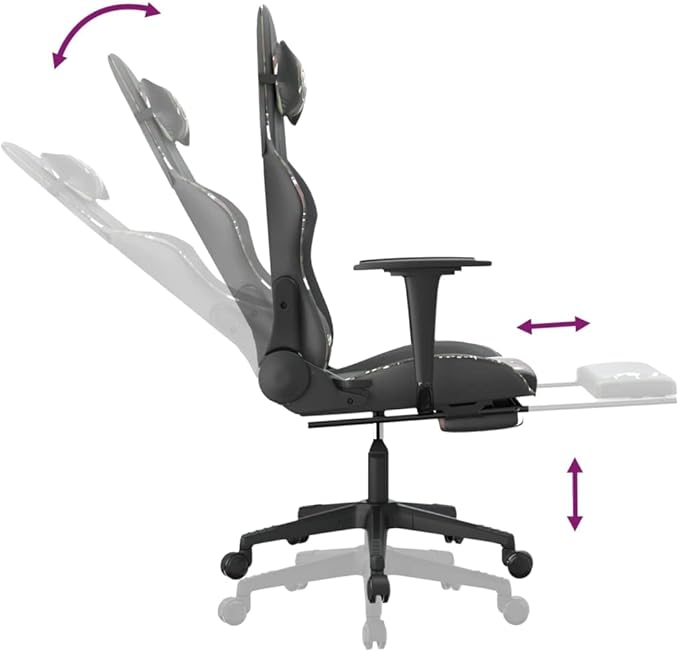 Massage Gaming Office Chair with Footrest Faux Leather Massage Office Chair Ergonomic Desk Chair Rolling Swivel Adjustable PC Computer Chair for Women Adults Girls(Black&ampCamouflage) -AA