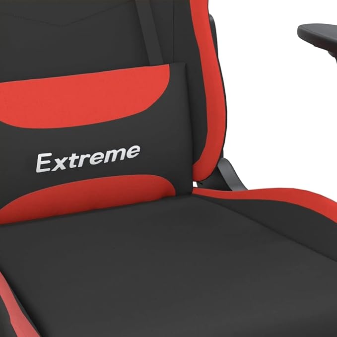 Gaming Office Chair PC Chair with Footrest FabricHeight Adjustable Game Chair with 368°-Swivel Seat and Headrest and for Office or Gaming(Black&ampRed)