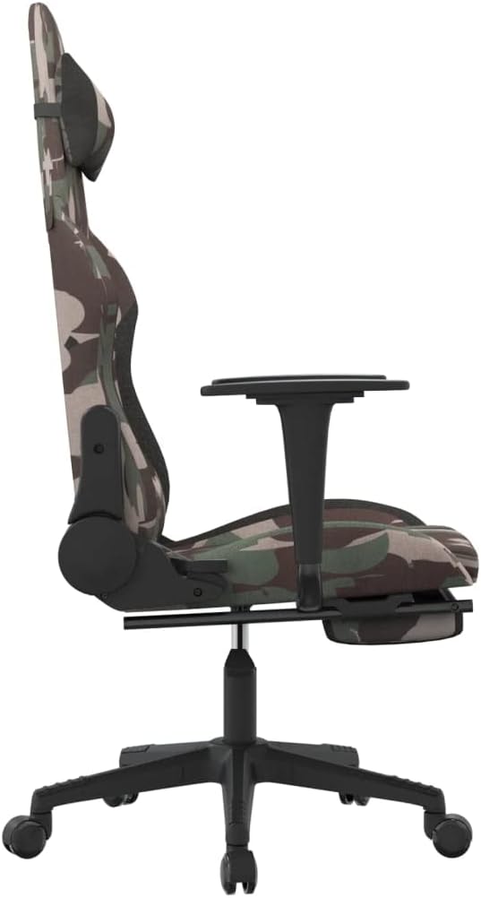 vidaXL Gaming Chair Gaming Chair with Footrest Adjustable Swivel Recliner Computer Chair for Office Modern Style Camouflage and Black Fabric