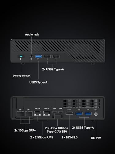 MINISFORUM MS-01-S1260 Mini PCIntel Core i5-12600HvPro Enterprise Support32GB DDR5 1TB SSD2x10Gbps SFP+LAN/2x2.5G RJ45/2xUSB4/HDIM/16xPCIe 4.0/M.2 NVMe SSD/U.2 NVMe SSDMini Computer