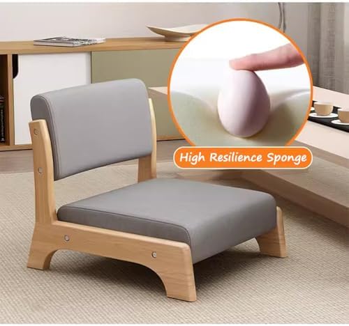 BTZHY Floor Chair Japanese Floor Chair Tatami Meditation Yoga Chair with Backrest Legless Stool Solid Wood Backrest